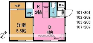 メゾンドルノン【202号室】の間取り