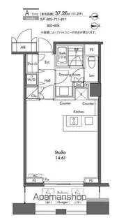 グラディート汐留ロッソ【6階】の間取り