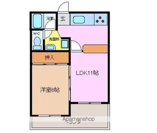 ミューかいぞう【1C号室】の間取り
