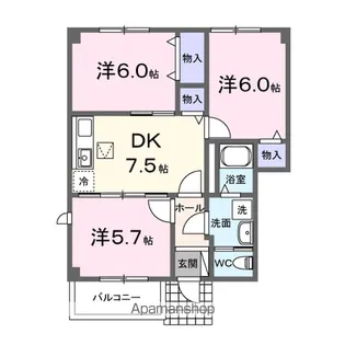 長野県松本市大字里山辺【アパート】の間取り