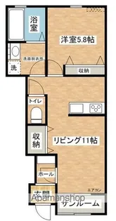住まいるパーク弐号館【1B号室】の間取り