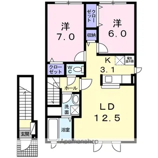 カーサ ビアンカ【2階】の間取り