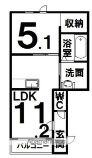 フォンテーヌ弥生Ⅱ【203号室】の間取り