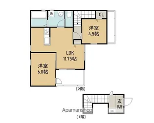リーブルファイン東富田【2階】の間取り