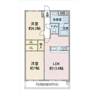 レージュ竜泉【2階】の間取り
