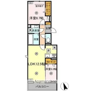 DーKISARIA WIII【1階】の間取り