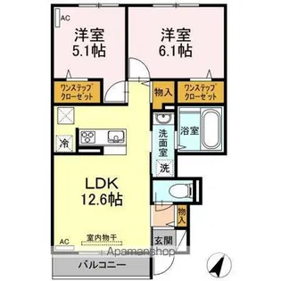 メゾン ド プリュネ B【1階】の間取り