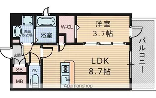 プランドール新北野【5階】の間取り