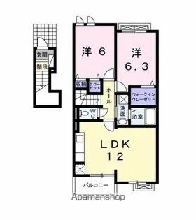 ヴィルヌーブ ネオ 壱番館【2階】の間取り