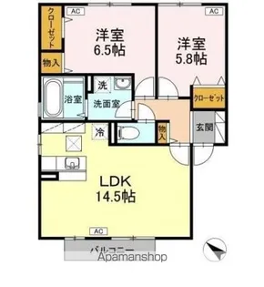 ヴァン カルチェ B棟【1階】の間取り