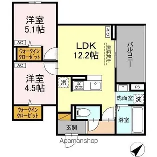 CLASSEUM都賀【2階】の間取り