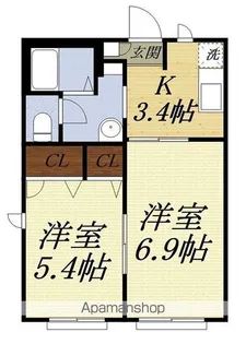 クローバーB【1階】の間取り