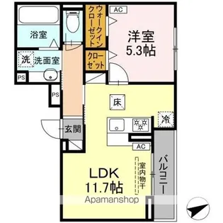 ルヴィータ村雲【101号室】の間取り