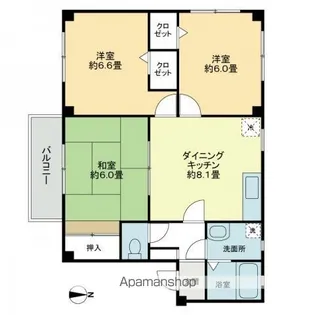 ボヌール古三津 A棟【2階】の間取り