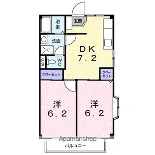 サンライズメグミB【202号室】の間取り