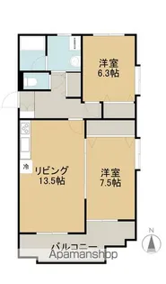 グランディルクマノ【2E号室】の間取り