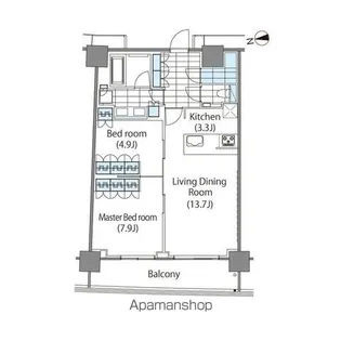 コンフォリア新宿イーストサイドタワー【6階】の間取り
