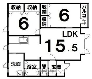 グリーンキャッスル【2-B号室】の間取り