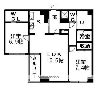 ラフォーレ札幌【4階】の間取り