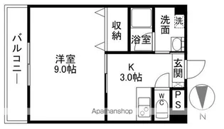 キャッスル三島【202号室】の間取り