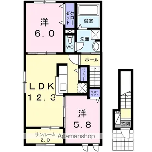 2LDKの間取り画像