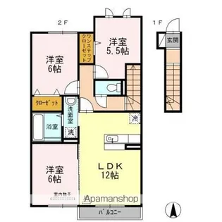エイトサザンコート B棟【2階】の間取り