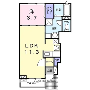 1LDKの間取り画像