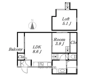 クレスト高畑「タカバタ」【201号室】の間取り