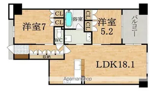 ファインフラッツ奈良三条【7階】の間取り