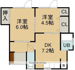 鍛治1丁目9番 1棟2戸【奥号室】の間取り