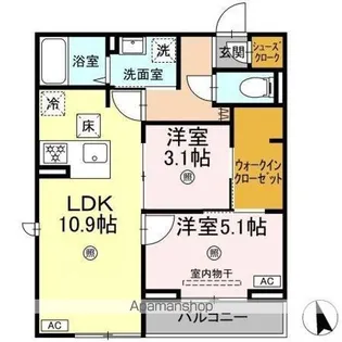 DーSOLACE津田沼 II【1階】の間取り