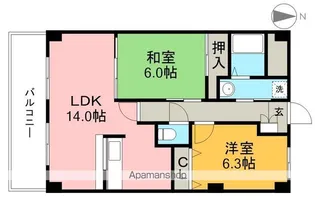 フィネス南川添【1階】の間取り