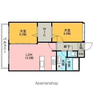 AQUALIA千早【410号室】の間取り