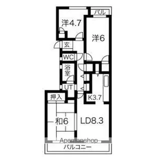 サンヒルズ上大岡【B106号室】の間取り