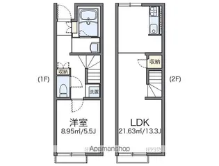 レオネクストリバーサイド花水木【1階】の間取り