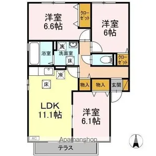リシアンサス・ガーデン ABCDEF【1階】の間取り
