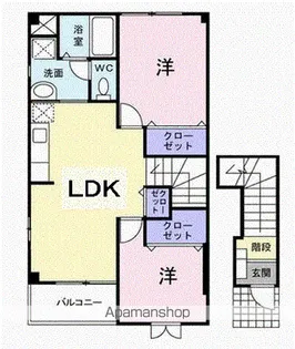 アンソレイエB【2階】の間取り