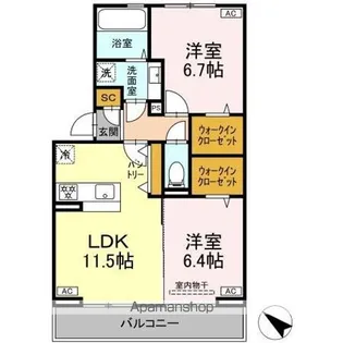 シャイングレイス【2階】の間取り