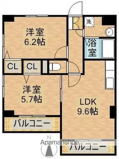 ヒローズ月見ヶ丘【2階】の間取り