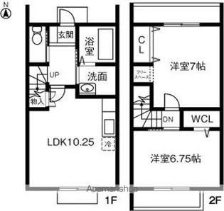茨城県土浦市おおつ野6丁目【テラスハウス】の間取り
