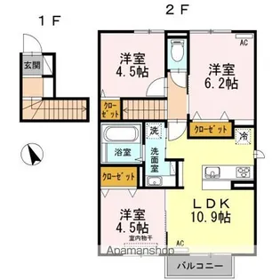 エスポアール持丸【2階】の間取り