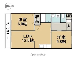 第5ヤマモトビル【202号室】の間取り