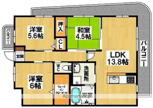 ラフォレなかもず【401号室】の間取り