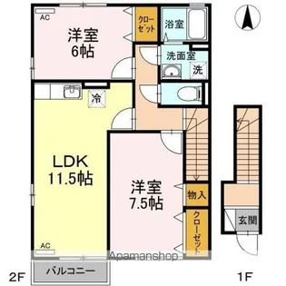 アランシア B棟【2階】の間取り
