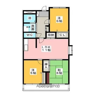 シーズンコート港南【2階】の間取り