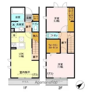 千葉県流山市おおたかの森南3丁目【テラスハウス】の間取り