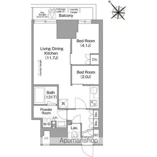 コンフォリア・リヴ東池袋【4階】の間取り