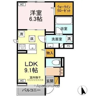 RAVE WEL田宮【1階】の間取り