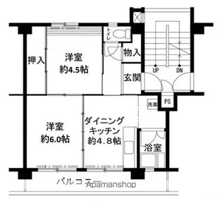 ビレッジハウス鳴滝2号棟【4階】の間取り
