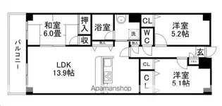 オークス南仙台【2階】の間取り